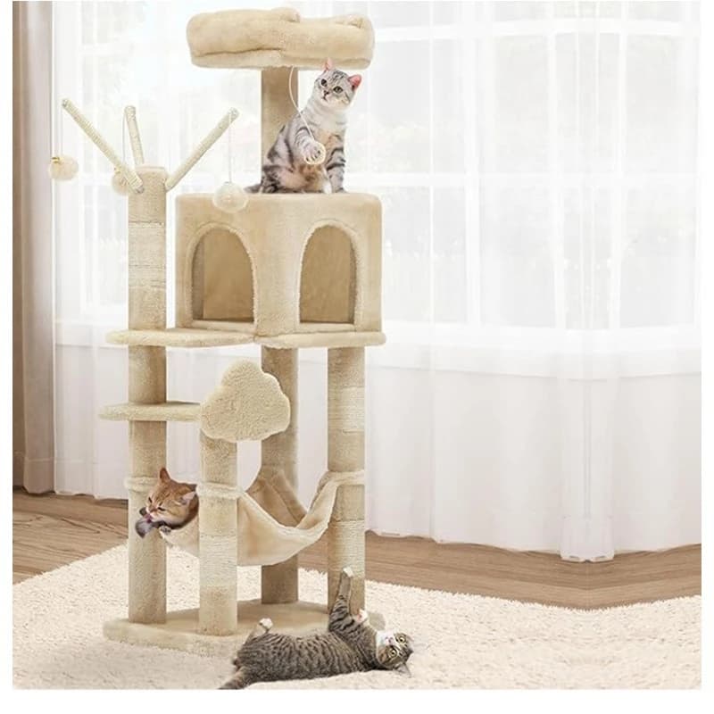 Solid Wood Simple and Cute Cat Climbing Frame, Wear-resistant and Multifunctional, Small-sized Leisure and Play Pet House