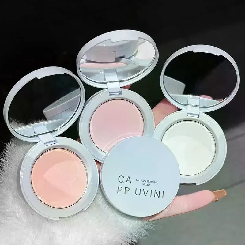 Cappuvini Pressed Powder White Brightening Oil Control Concealer Lasting Natural Face Makeup Setting Powder Waterproof Cosmetic