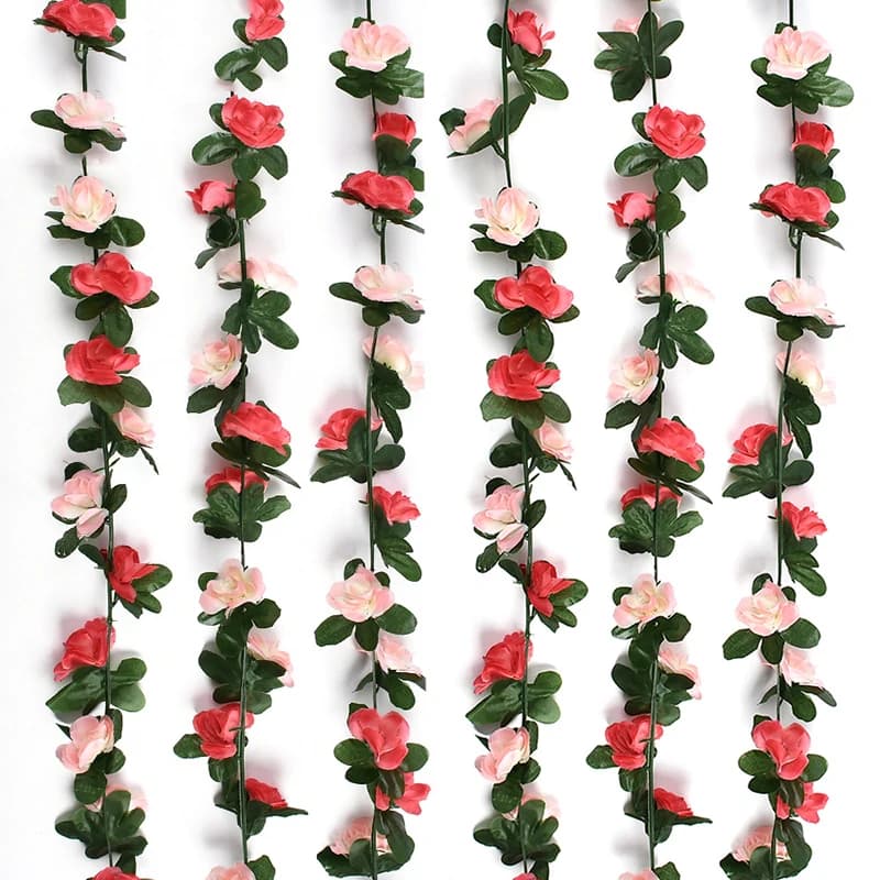 2.5m artificial silk rose for wedding wreath flowers of fake plants screw house wedding room hanging wall arch garden decoration diy
