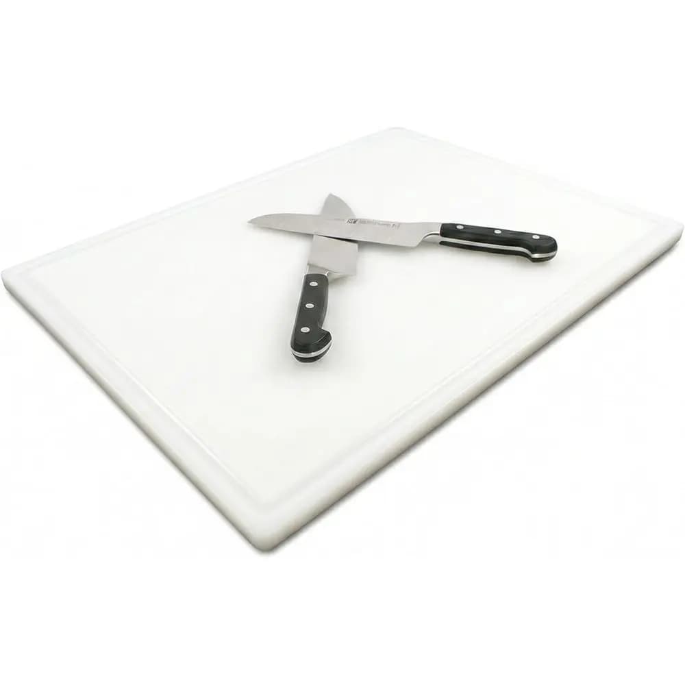 Commercial Grade Plastic Cutting Board - 18 x 12 Inch for Carving Meat, Grilling, BBQ - 1/2 Thick White HDPE Poly or Food Servic
