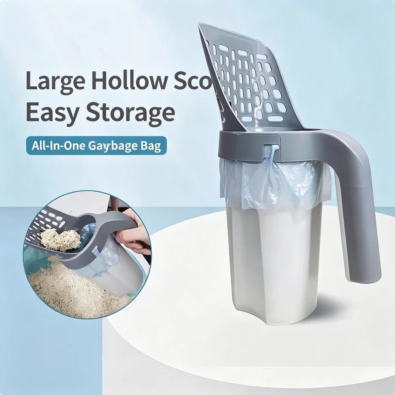 All‑In‑One Cat Litter Bin With Disposable Garbage Bags Portable Odor Proof Cat Waste Storage Container No‑Touch Dirty‑Free Cat L