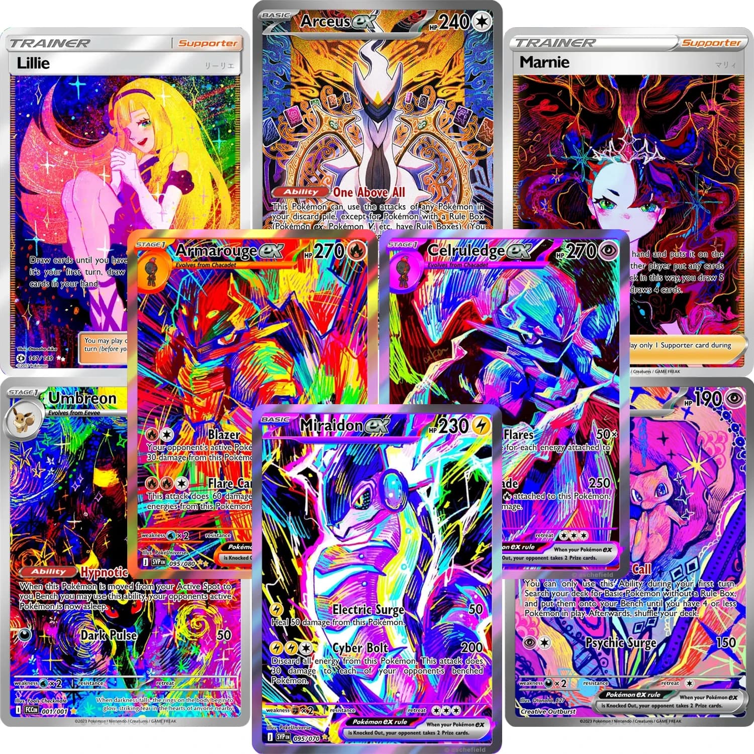 PKM PTCG Card Psychedelic Pop Art Style Series Custom Relic Hunters TCG Holographic Art Collectible Anime Game Real life Cards
