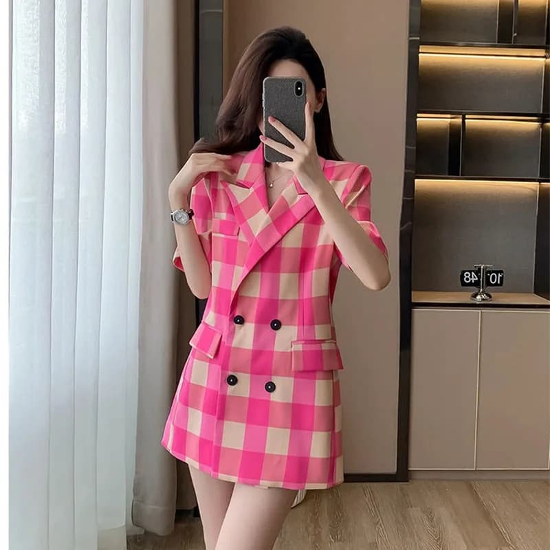 Cappotto da abito autunnale estivo Nuovo design alla moda Senso Griglia Giacca da donna Blazer di bell'aspetto Le donne coreane ricevono lode alto