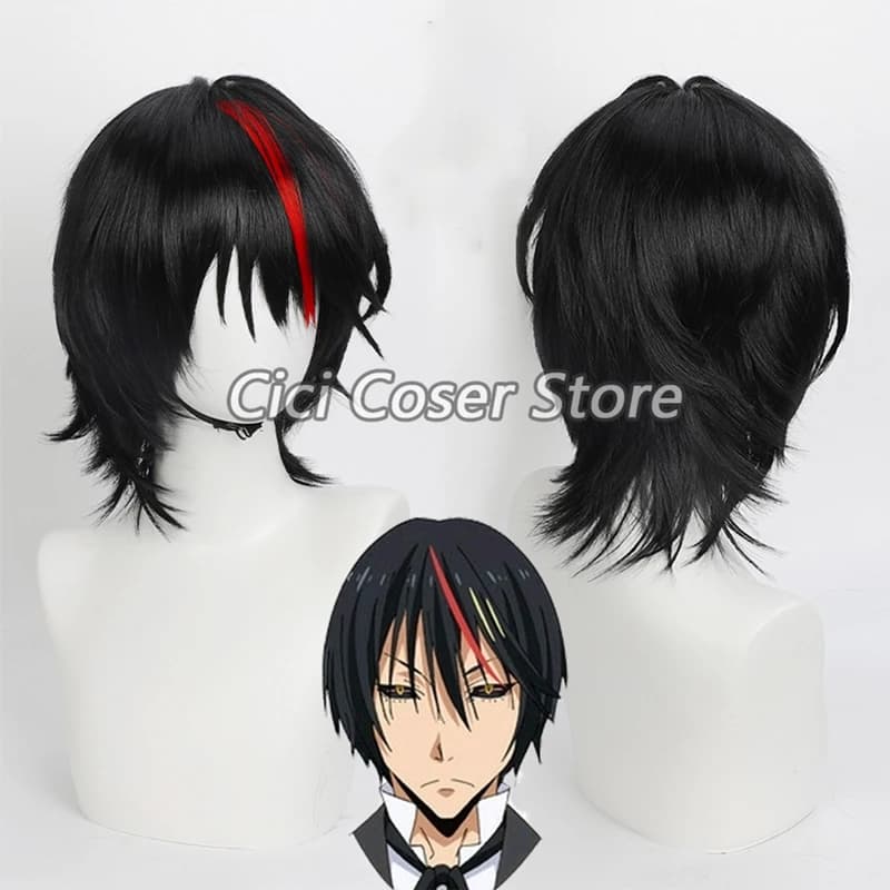 Diablo Cosplay Wig Anime I Got Reincarnated as a Slime Role Play Black Short Hair Red Men Halloween Party Carnival Accessories