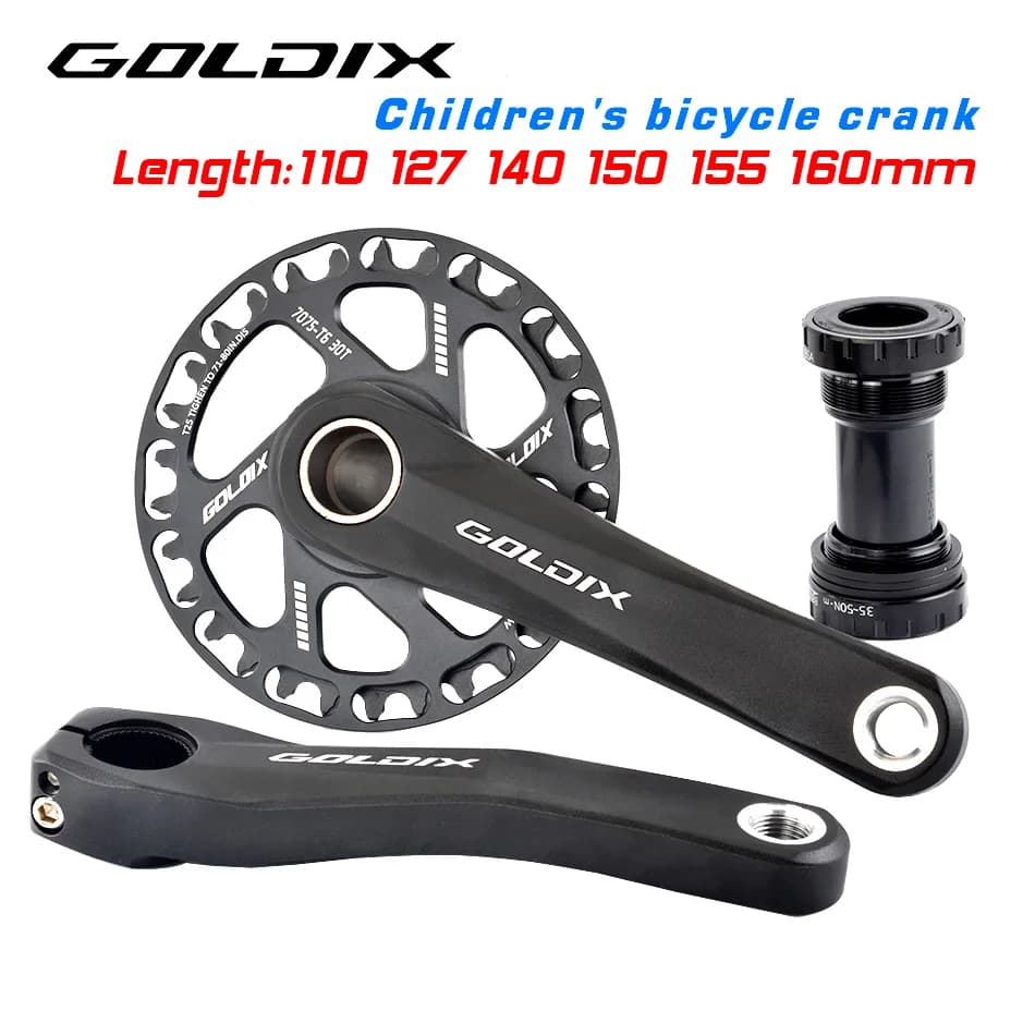 GOLDIX Guarnitura per bicicletta per bambini 110/127/140/150/155/160mm Manovella con disco protettivo 30T 32T Ruota dentata Accessori bici per bambini