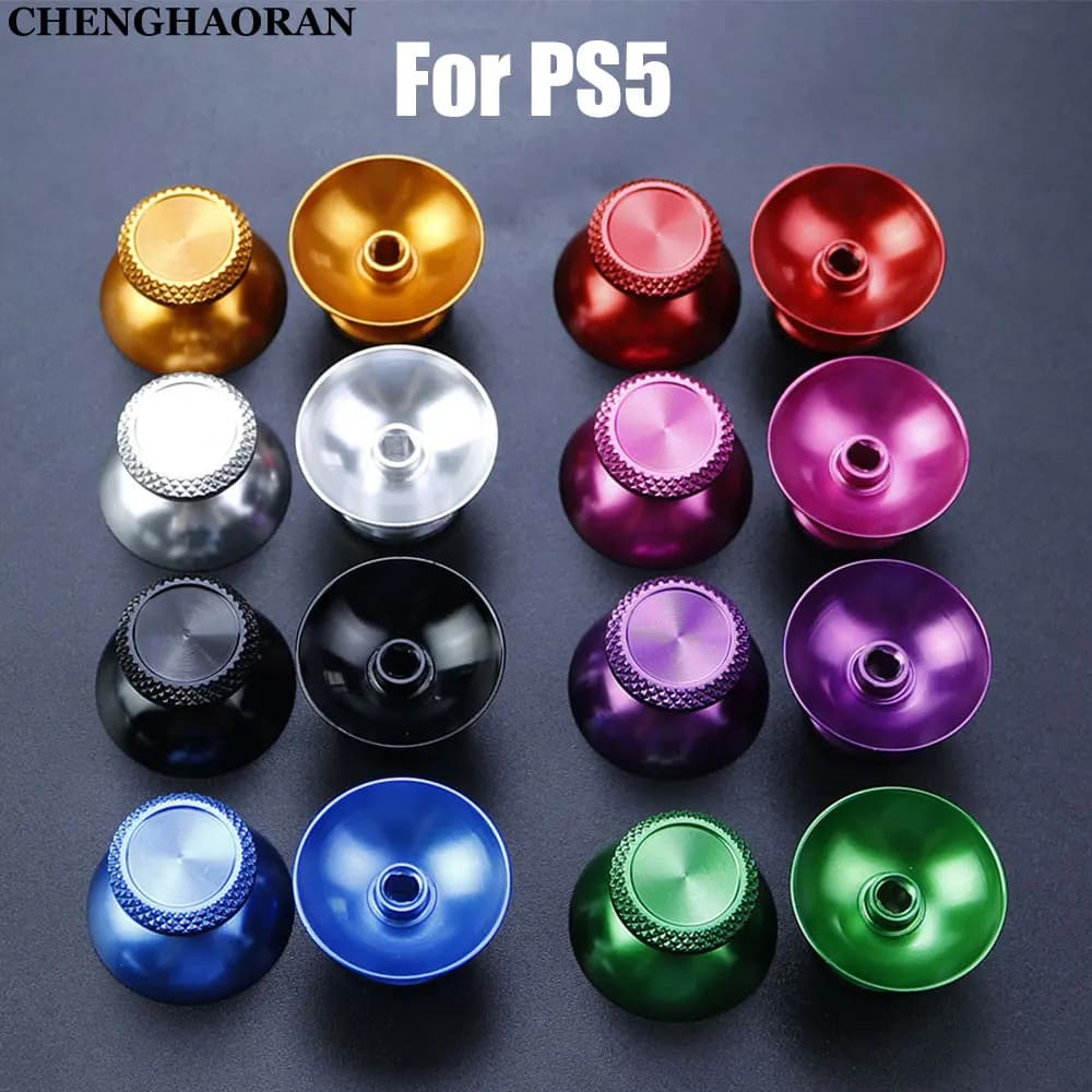 1 paio Per PS5 Controller Gamepad In Alluminio Metallo 3D Analogico Joystick Thumb Stick Grip Caps Rocker Copertura Thumbstick pulsante