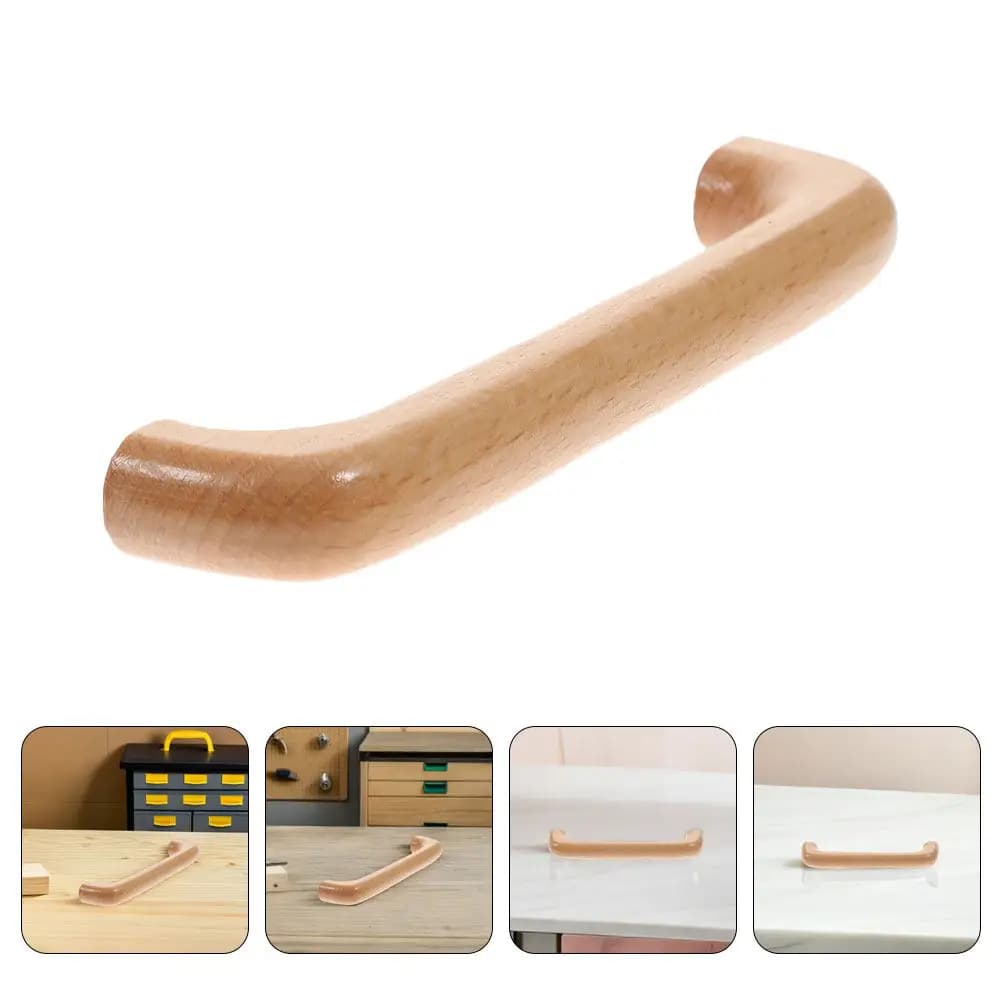 4 maniglie per porte in legno massello, maniglie curve lisce per cassetti, armadietti, credenze, mobili, hardware moderno e minimalista