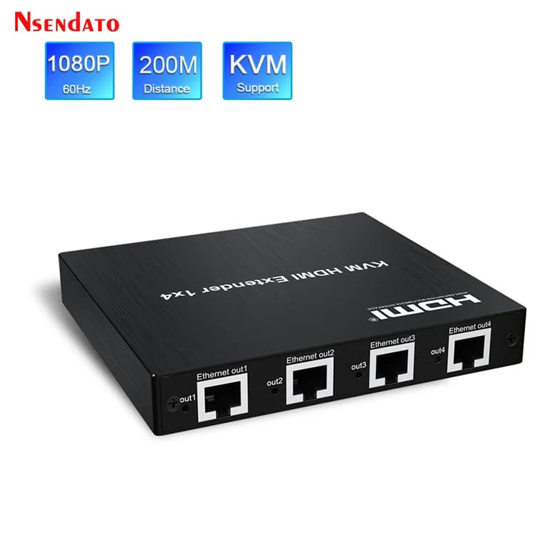 Splitter KVM HDMI USB 1x4 su RJ45 CAT5e/6 200M 1 in 4 out 1080P con TCP/IP per TV PC