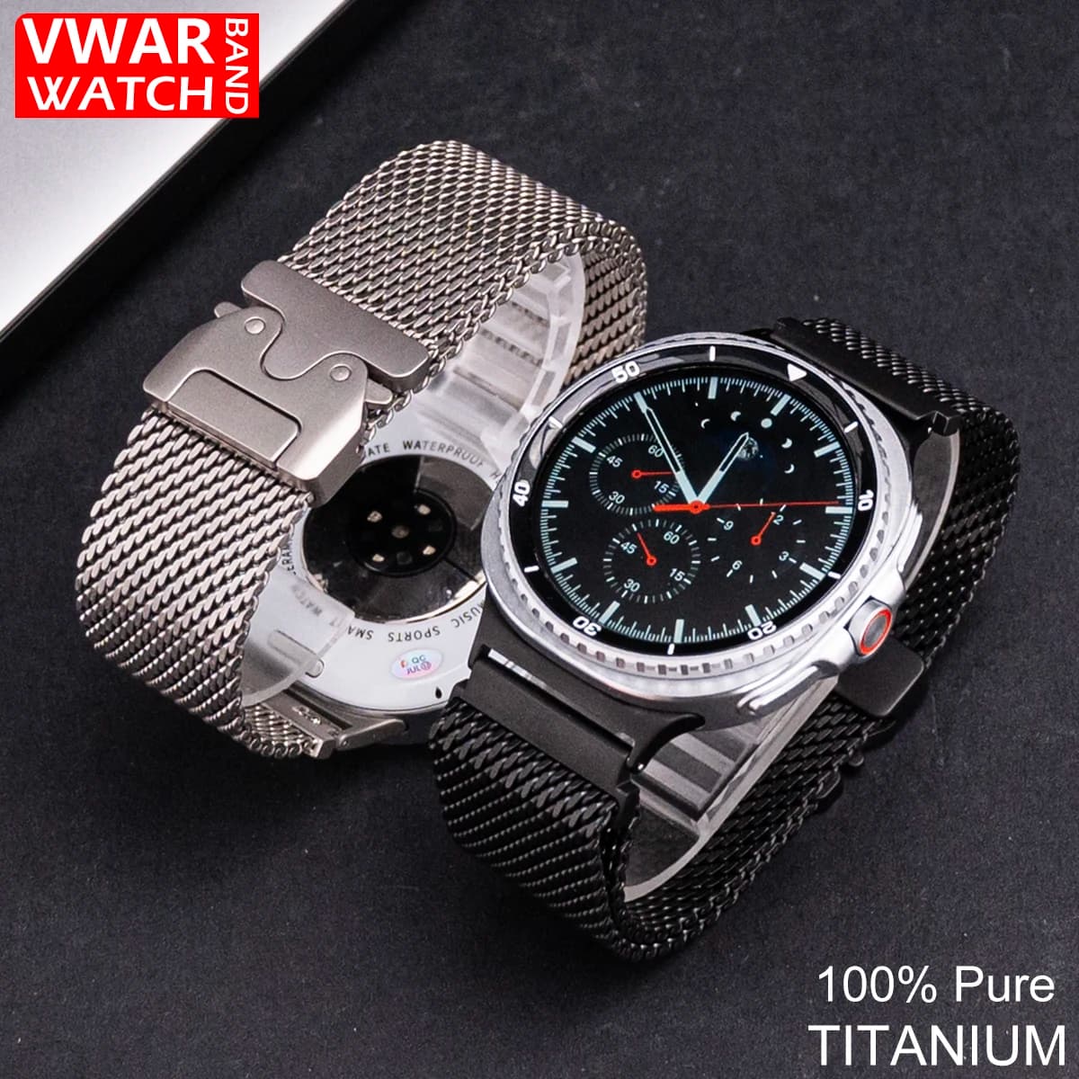 Cinturino ad anello milanese in titanio puro al 100% per Samsung Galaxy Watch 8/8 Classic Ultra 2025 47mm cinturino da uomo fibbia per paracadute sicura