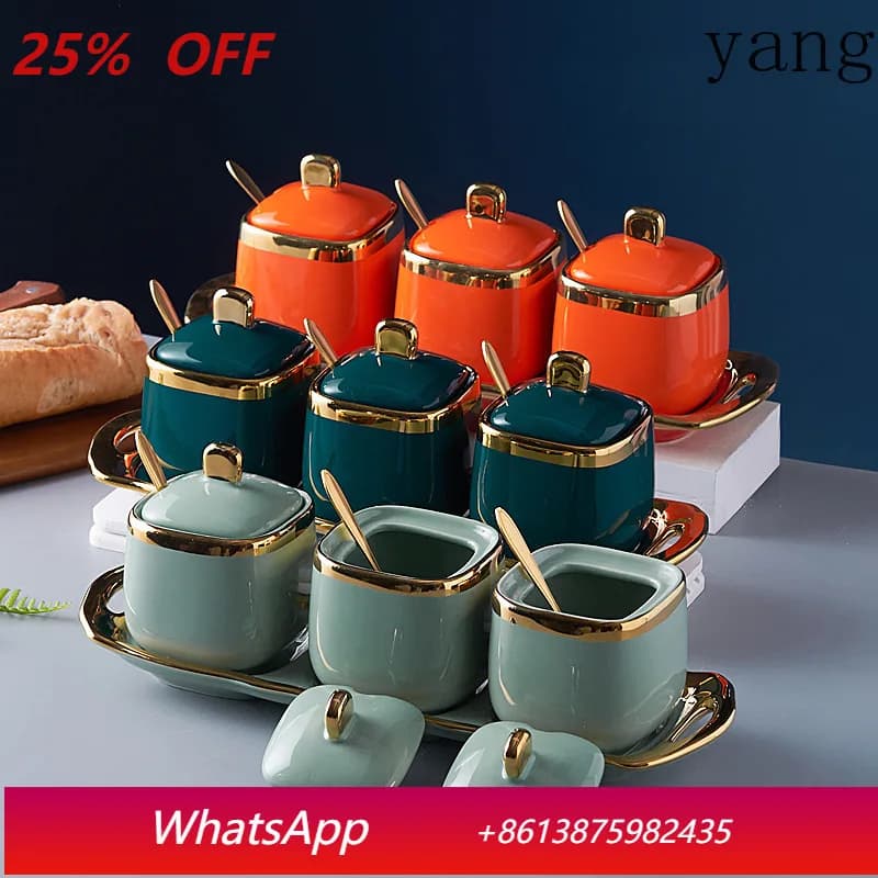 Set di Barattoli per Spezie in Ceramica di Lusso LH, Contenitori per Condimenti, Accessori da Cucina