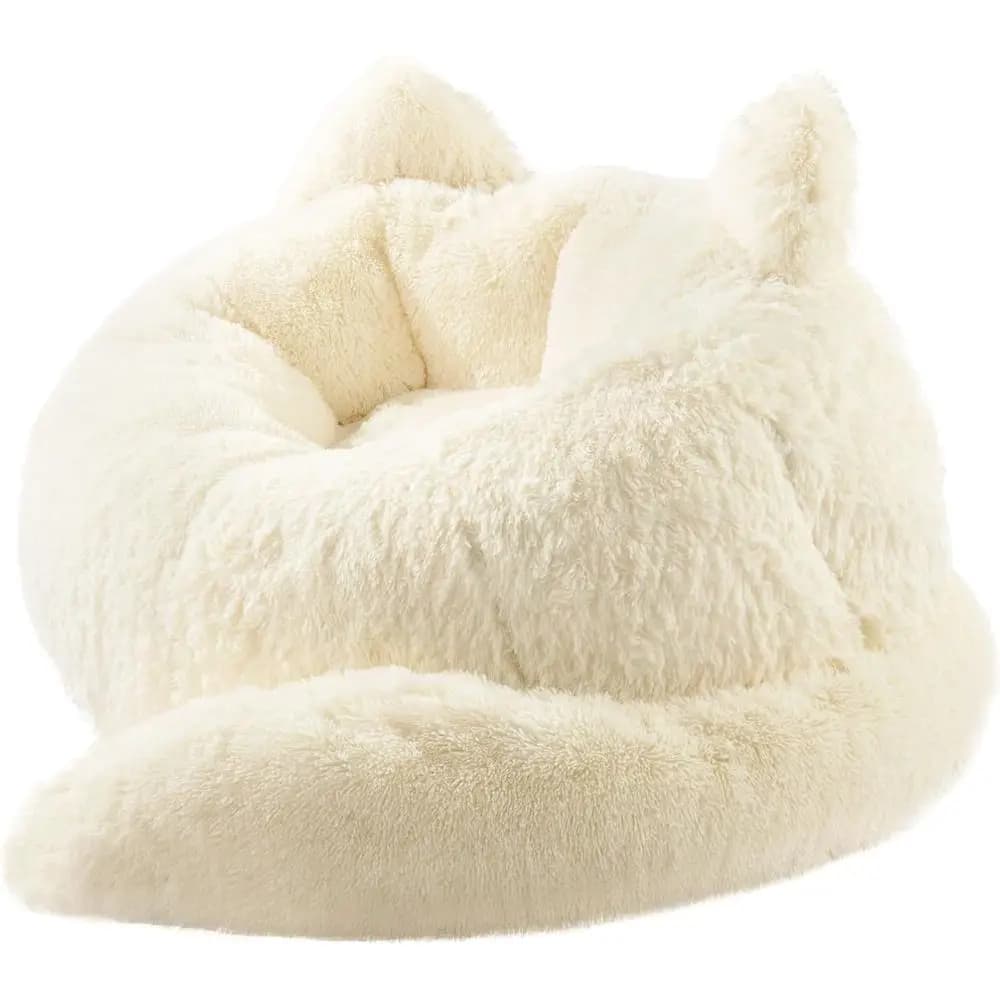 Poltrona a Sacco Gigante in Finta Pelliccia - Comodo Divano da Pavimento a Forma di Gatto per Adulti e Adolescenti, Ideale per Gaming e Lettura in Soggiorno