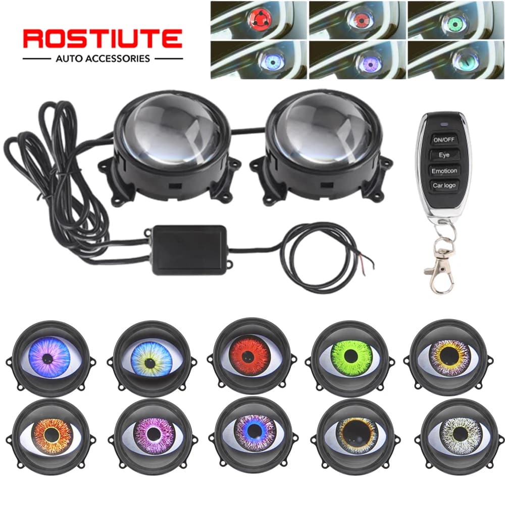 33 Modello Auto Devil Eyes con Controllo Wireless 12-36V Dynamic Demon Eyes Ha Condotto La Luce 3 Pollici Bi Led Proiettore Auto Faro