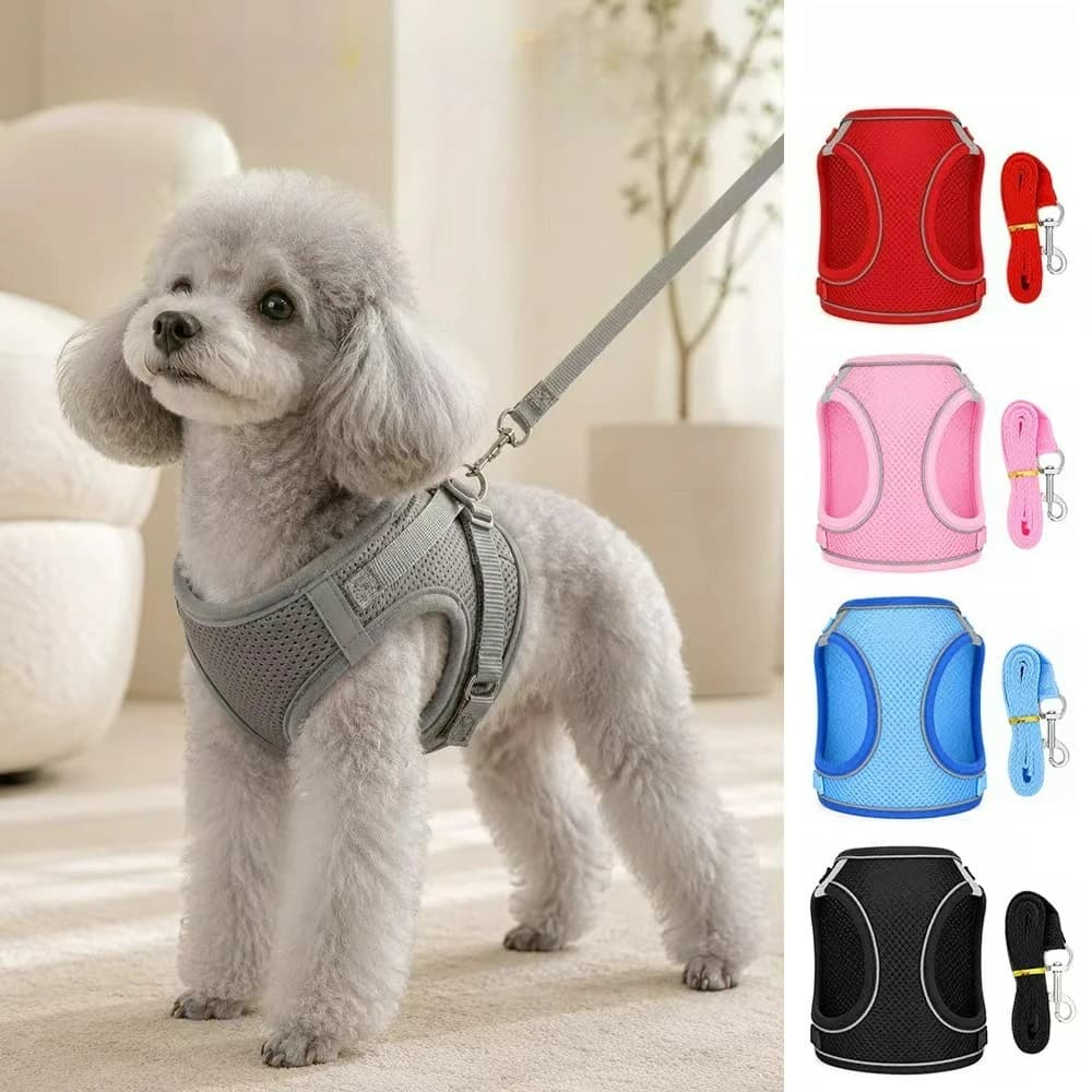 Puppy Harness Set Dog Accessories Adjustable Pet Vest Dogs French Bulldog Chihuahua Small Dog Collar Supplies Pet Accessories