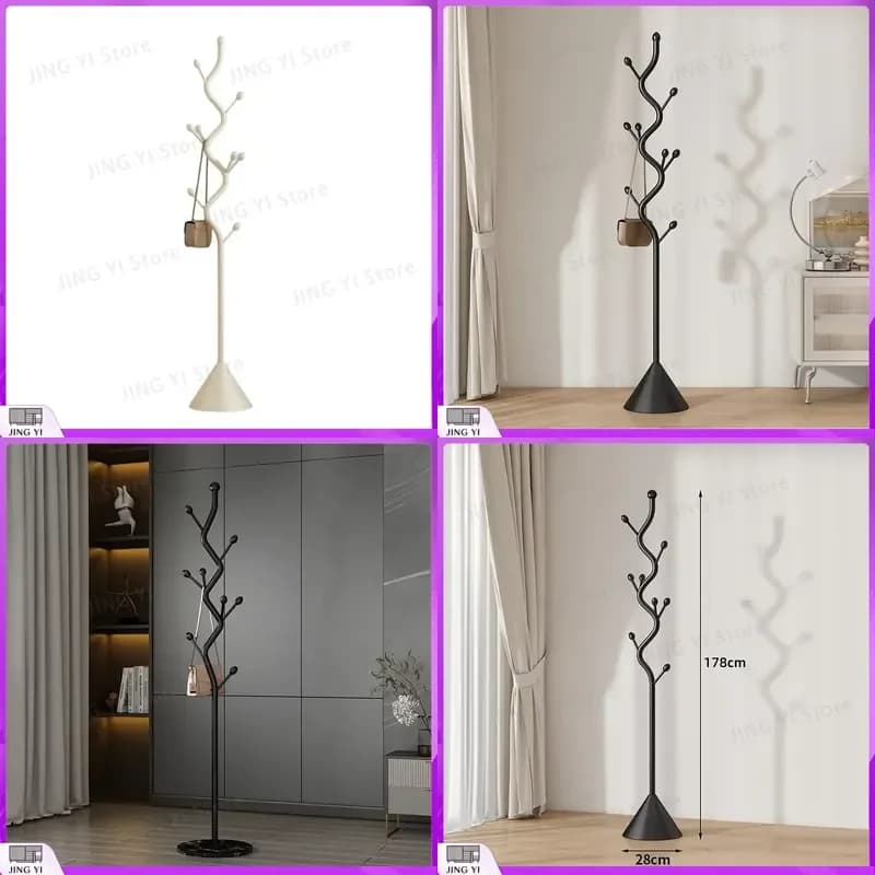 Italian Luxury Freestanding Coat Rack Indoor Living Room Space Saving Standing Clothes Hanger Elegant Metal Garment Organizer