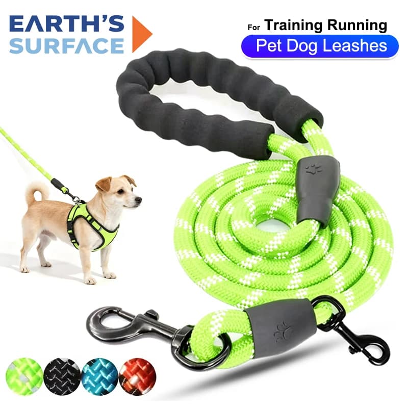 Pet Leashes Reflective Multi Color Round Rope Large Dog Collar Leash Training Running Rope Comfortable For Medium And Large Dogs