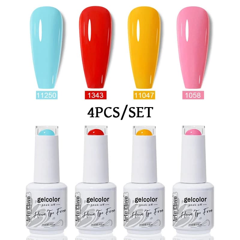 Arte Clavo 15ml Smalto Gel per unghie 4 pz/set Gel UV semipermanente HEMA TPO FREE Soak Off Gel Smalti per unghie Lakiery Hybrydowe Vernis