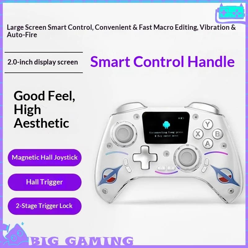 Nuovo Controller di Gioco con Schermo da 2 Pollici, Wireless Bluetooth Tri-Mode, Joystick Hall, Custodia Magnetica, Compatibile con PC, Switch, TV