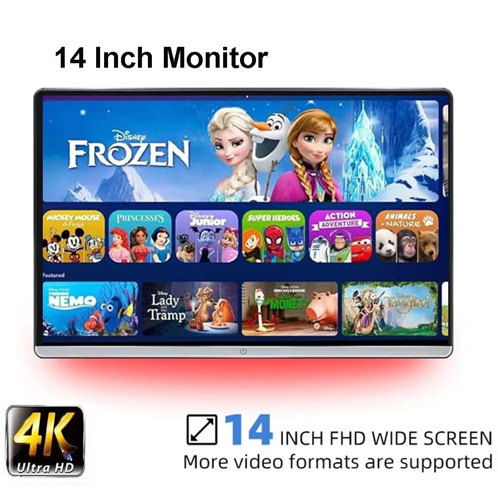 Monitor da 14 Pollici per Poggiatesta Auto, Tablet Android 14, 4K 1080P, 2G+32G, WIFI/Bluetooth/USB/HDMI/Airplay, Lettore Video per Auto