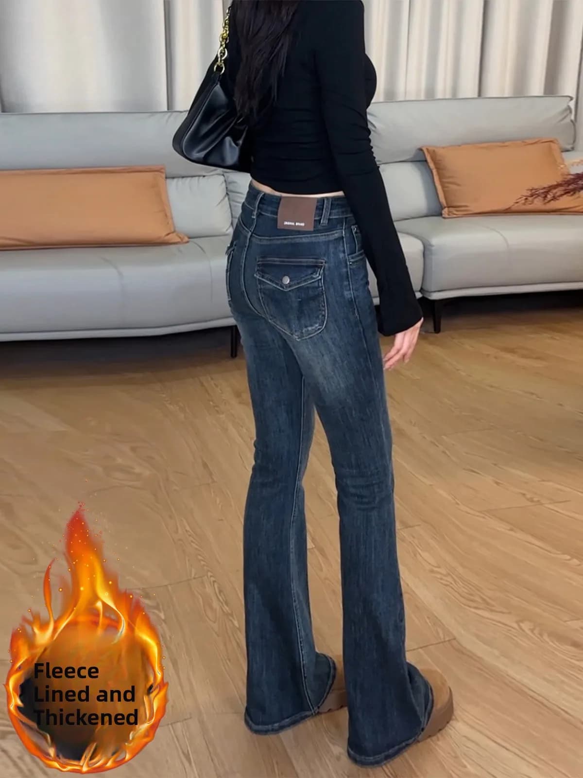 Retro American Spicy Girl Strerted Bell Bot Jeans Donna Primavera New Sle Elastico Dimagrante Fce Foderato Pantaloni Lunghi