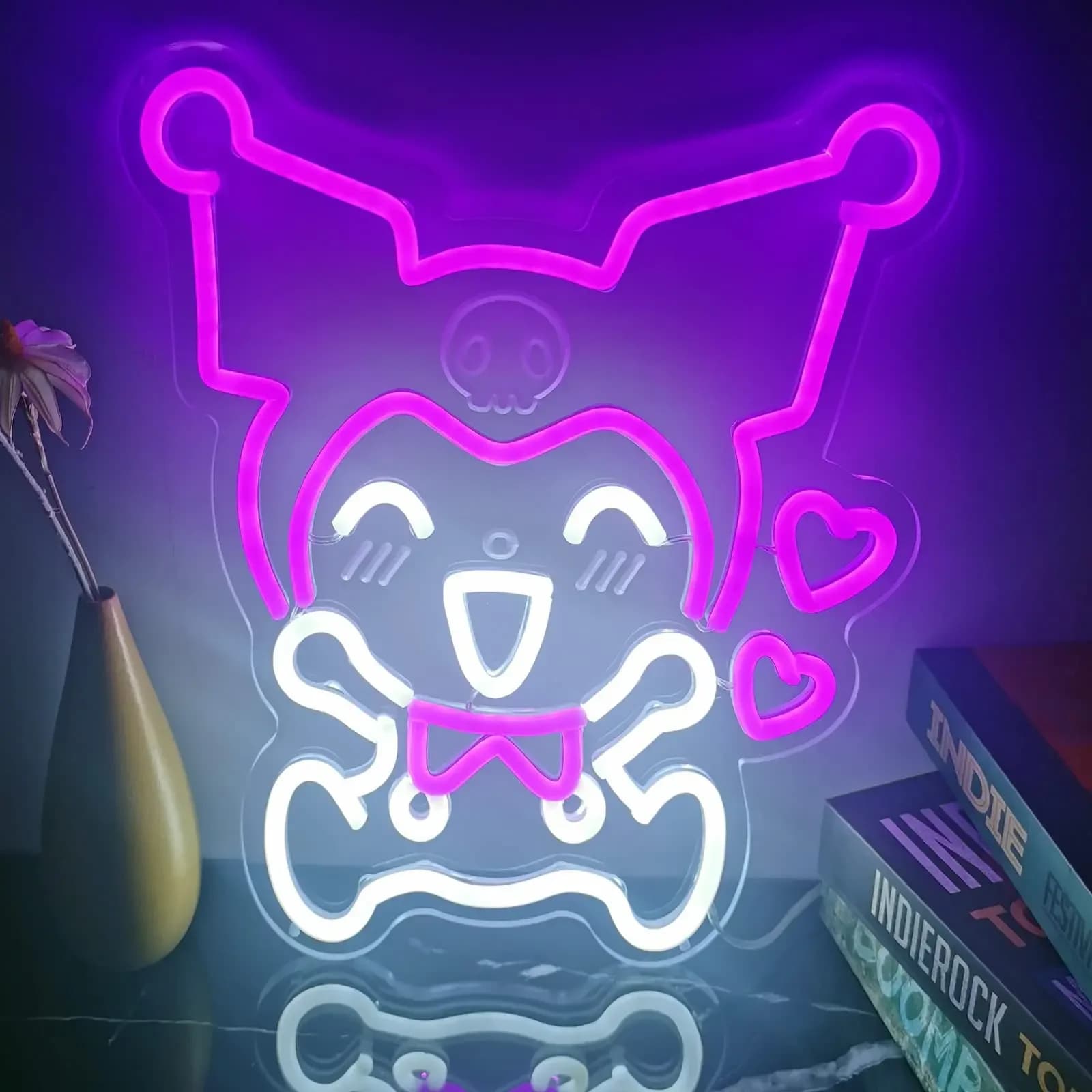 Luce al Neon Kuromi con Alimentazione USB, Insegna Luminosa per Feste di Compleanno, Camera da Letto, Soggiorno, Matrimoni, Sala Giochi, Lampada Dimmerabile, Regalo