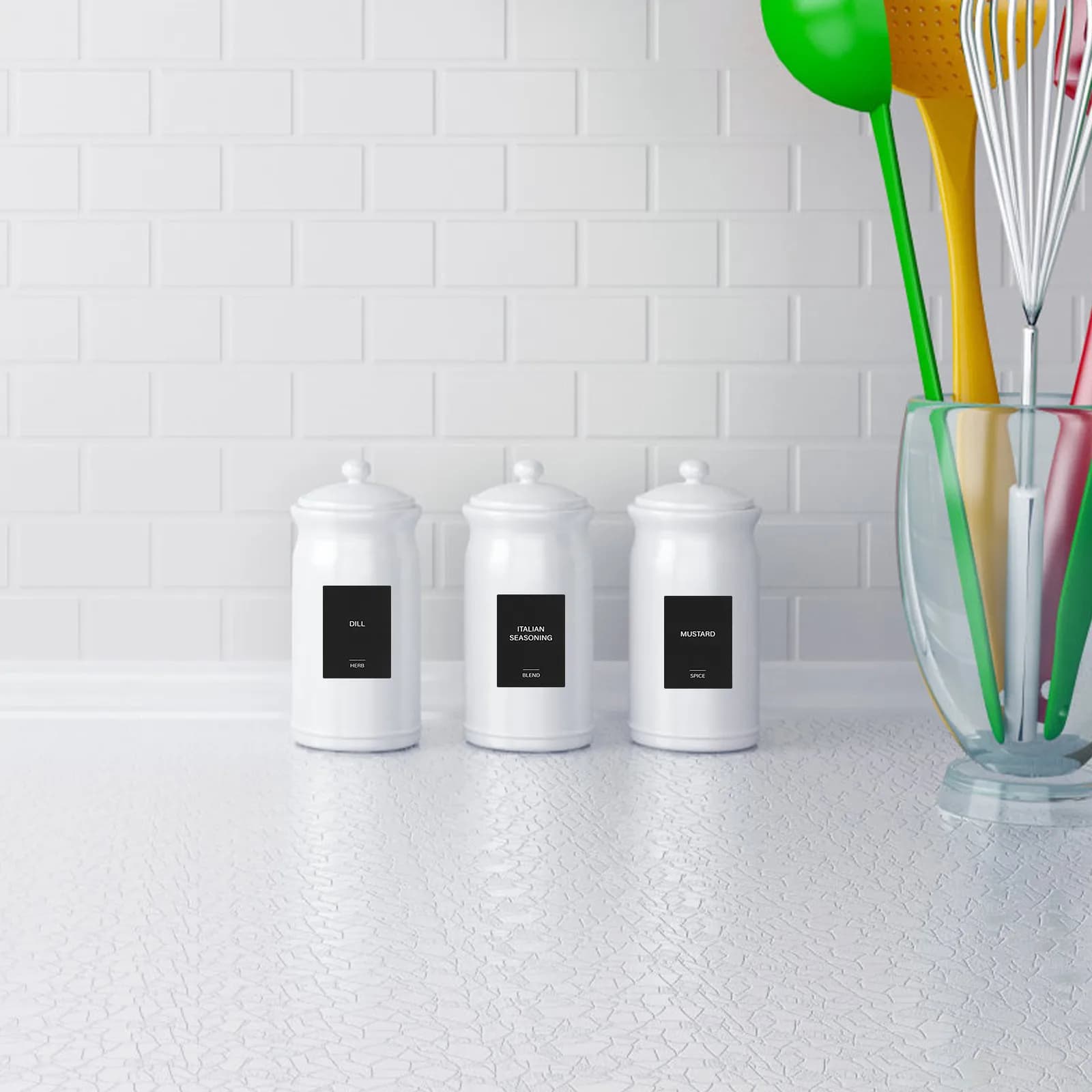 Set di 32 Etichette Rettangolari Impermeabili per Dispensa, per Bottiglie di Spezie, Contenitori, Organizzazione e Classificazione degli Alimenti, Adesivi per Cucina