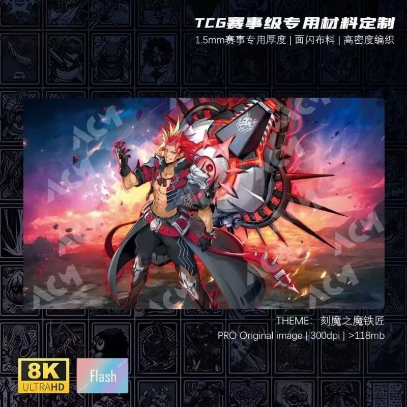 Nuovo Yu-Gi-Oh! 600x350mm Fiendsmith Engraver Series Tappetino da Gioco Monofacciale Flash Anime Cartoon TW03 in Gomma, Tappetino per Giochi da Tavolo, Regalo Giocattolo