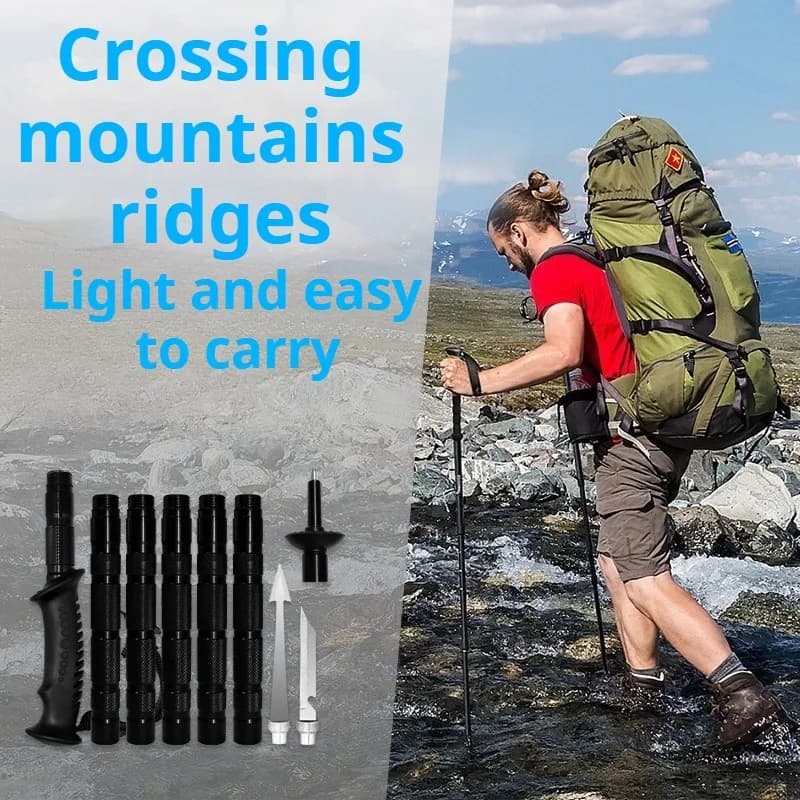 Detachable trekking poles with shock absorption Foldable aluminium alloy walking poles