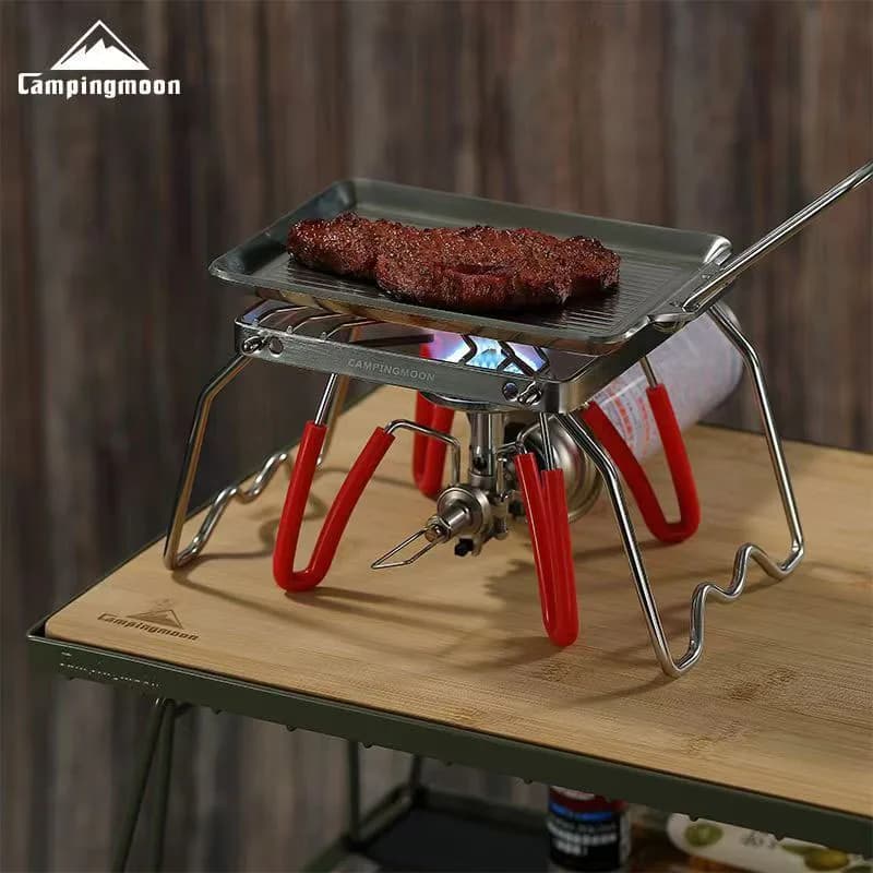 Stainless Steel Adjustable Portable Holder for Camping Grill, Open Barbecue Grill, Picnic and Survival Equipment