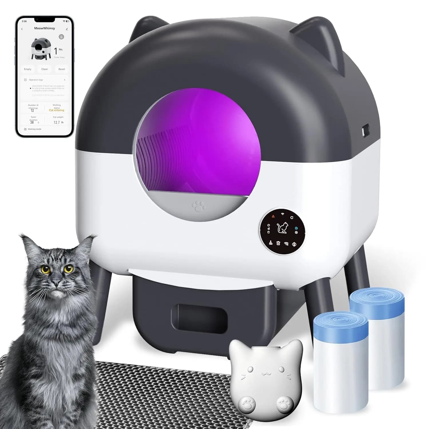 Lettiera Automatica Autopulente, Lettiera Robot S7 Extra Large per Gatti, Intelligente e Personalizzabile