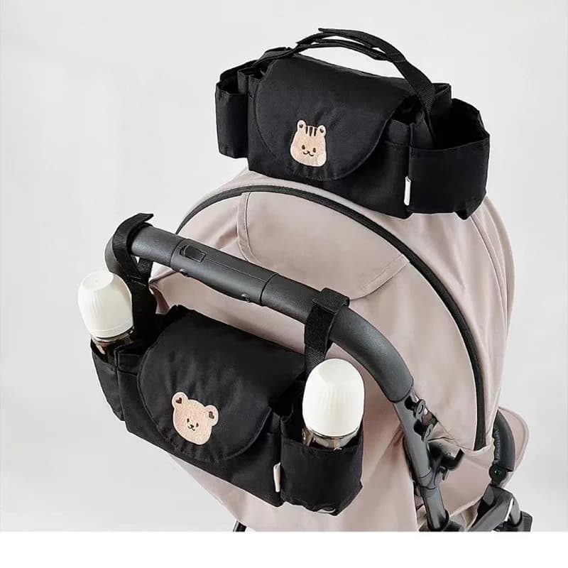 Borsa da appendere per passeggino Borsa portaoggetti per orso cartone animato Borsa da appendere per cestino per passeggino