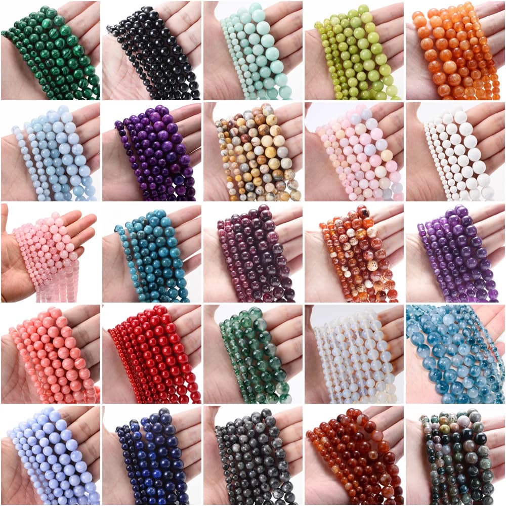 6/8/10mm Natural Stone Beads Agate Jade Crystal Loose Spacer Beads For DIY Jewelry Making Bracelets Necklaces Accessories Gifts