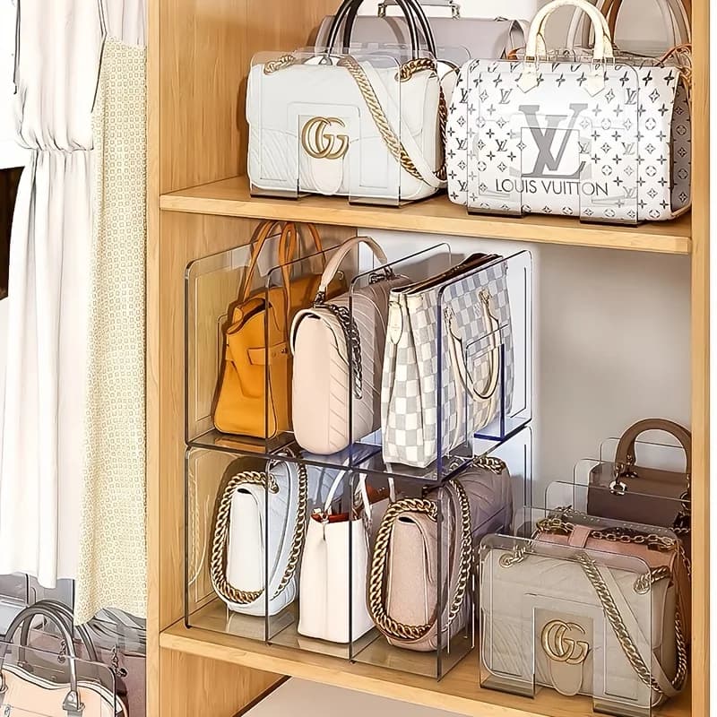 4 pezzi di stoccaggio per sacchetti per artefatti, guardaroba, borsa divisoria multistrato, espositore per organizer, scaffale salvaspazio per la casa