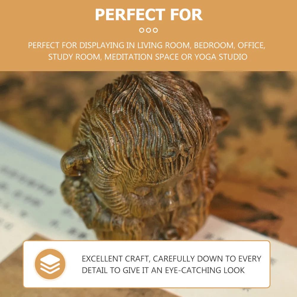Wooden Monkey Incense Stick Holder Handmade Carved Statue Decor Small Desktop Incense Holder for Meditation
