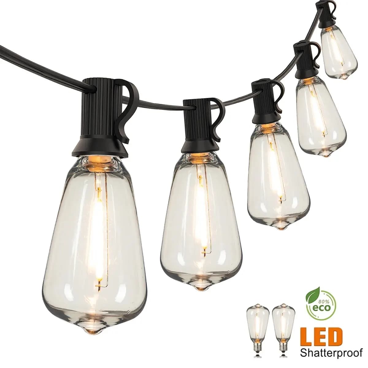 ST38 Luci della stringa Ghirlanda esterna Collegabile Infrangibile Impermeabile Lampadina a LED in plastica Dimmerabile Patio Decorazione del giardino Fata Lighst