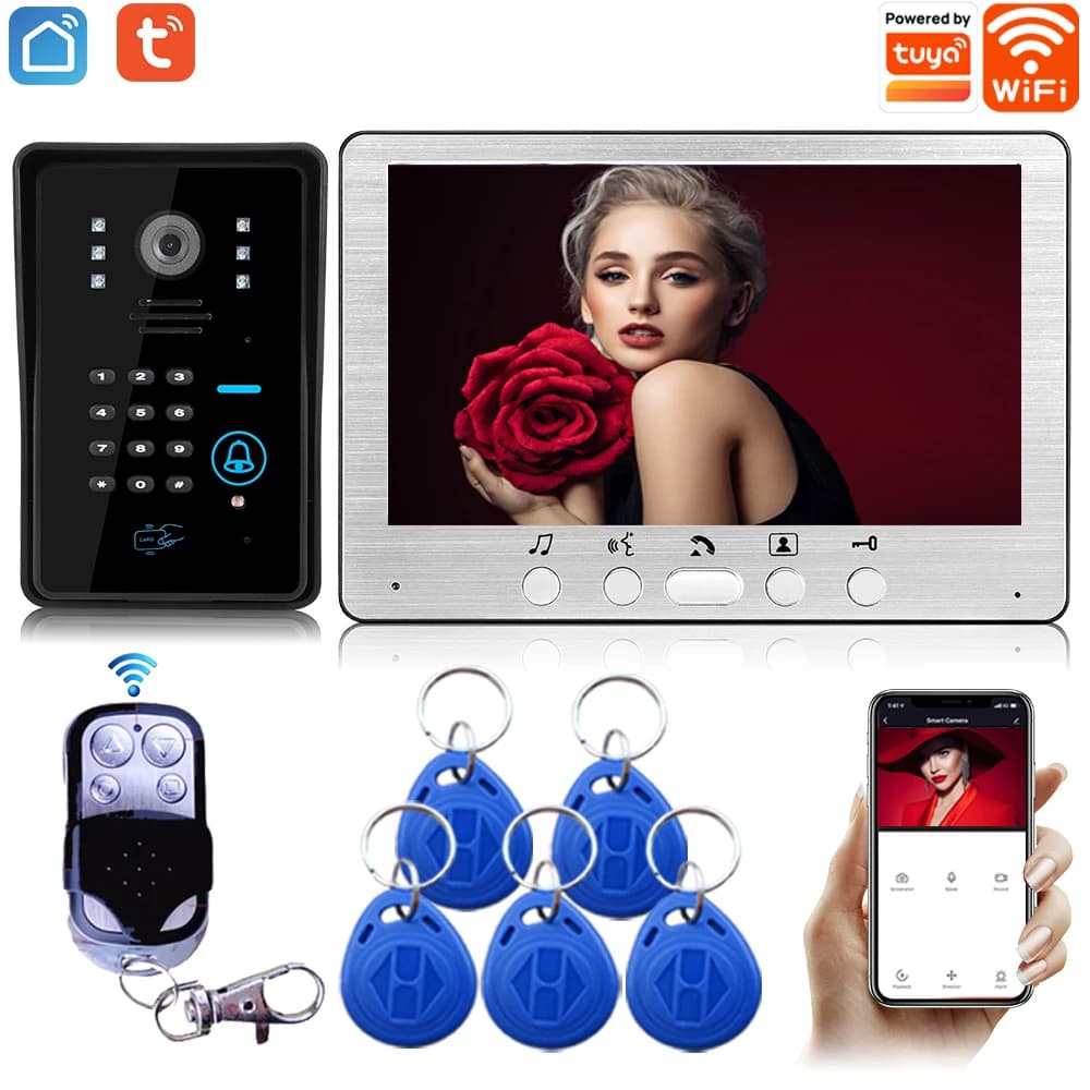 SYSD Videocitofono WIFI da 7 pollici Campanello Telecamera 1080P Tuya life Hone Sistema di sicurezza con sblocco