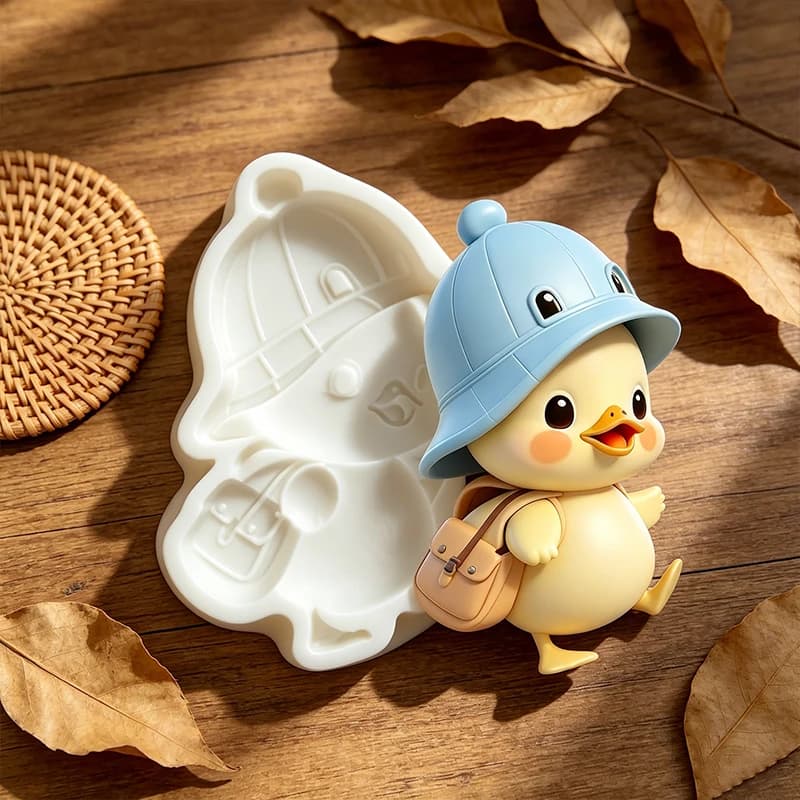 Silicone molds for cartoon little yellow ducks, for making plaster, glue-dipping ornaments, aroma candles, resin keychains, etc.