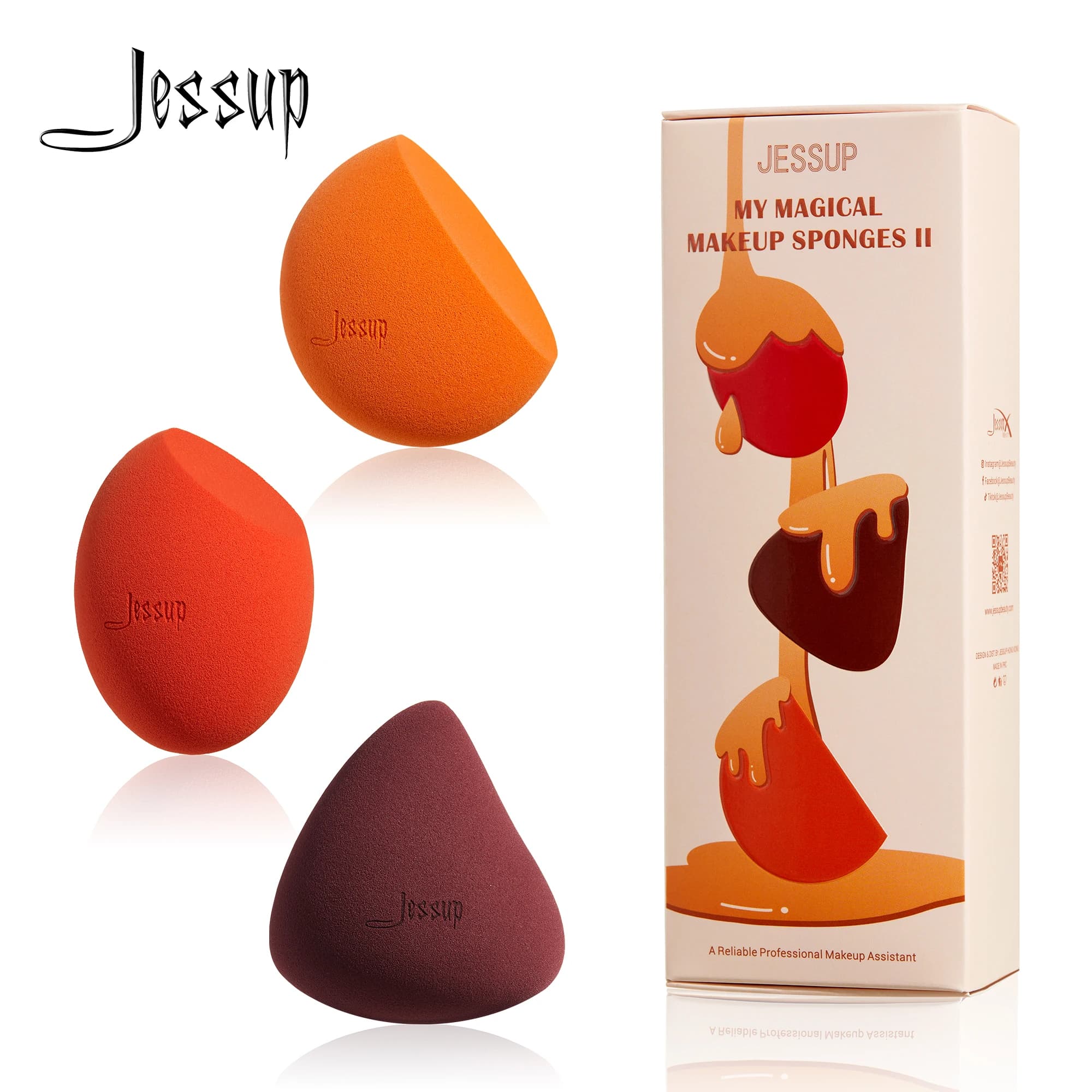Jessup Makeup sponges set, 3 sponges for sponge makeup for beauty blender for sponge makeup for wet and dry concealer, SP013