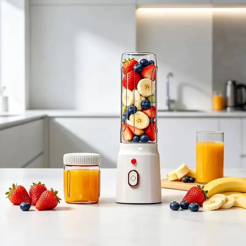 Portable smoothie blender, multifunctional juicer with dual cups, USB rechargeable, 6-blade design, high-speed blending at 21,000 RPM, long-lasting battery life, easy to clean, 13.53 oz capacity, heat-resistant; ideal for making milkshakes and fruit juice