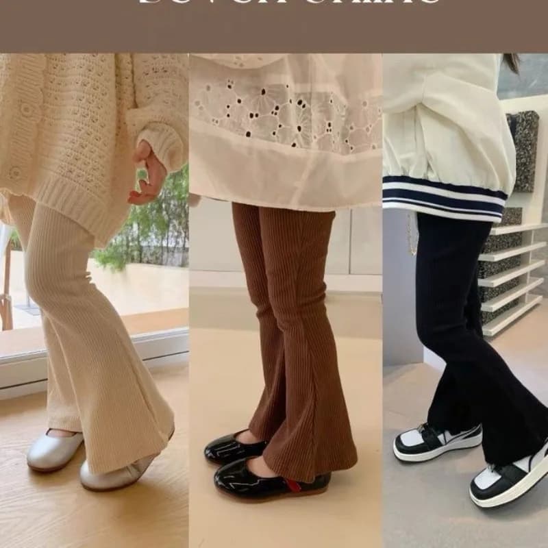 Pantaloni svasati per bambini estivi 2025: leggings elasticizzati a costine in seta ghiacciata da ragazza: trendy, traspiranti, eleganti per l'abbigliamento esterno!