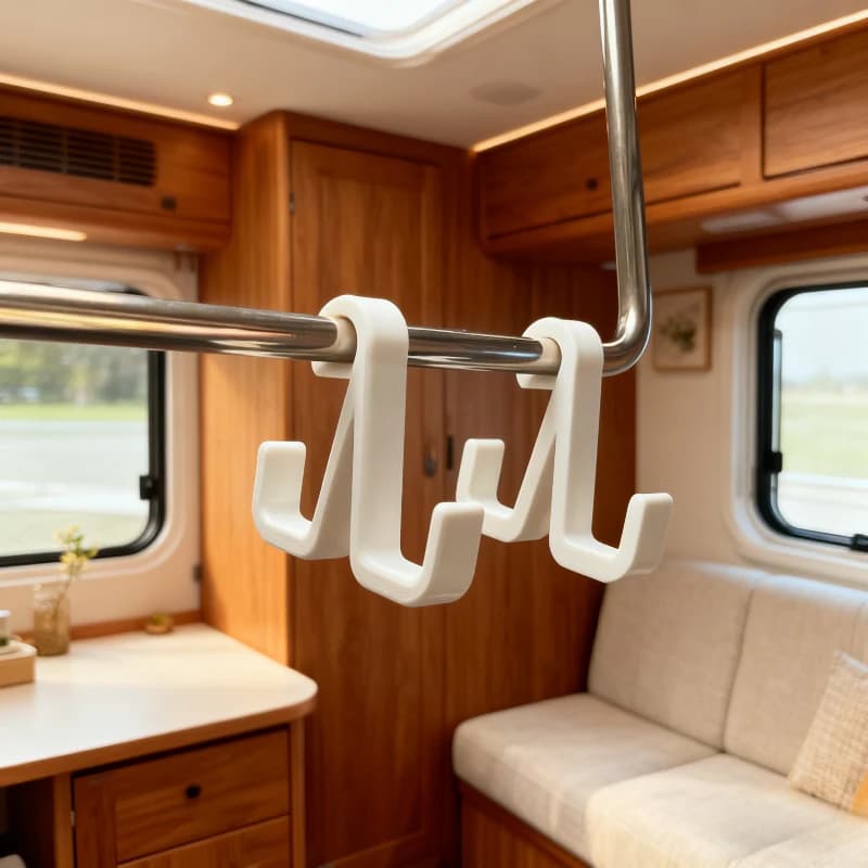 3Pcs White RV Clothes Towel Hanger Stable Mount Easy Install Dual Use Drying Rack RV Small Item Storage Hook Outdoor Camper Deco