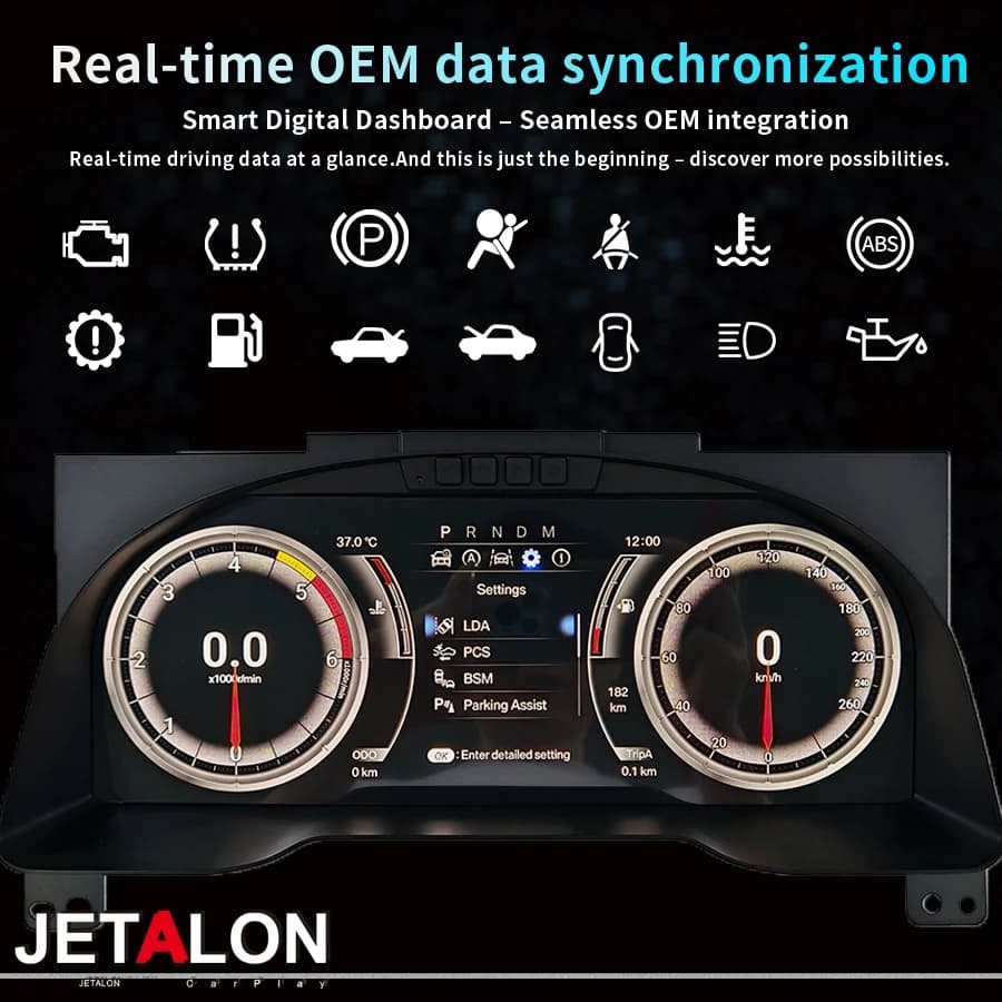 12.3 inch Smart Cluster Screen for Toyota Innova 2016-2021, digital display for dashboard, virtual instrument panel.