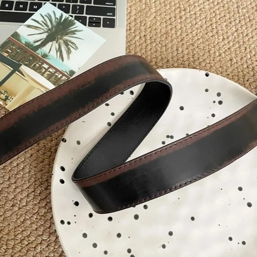 Cintura Vintage alla Moda per Donna, Stile Y2k Americano, Cintura Incrociata in Pelle PU Nera o Marrone per Abiti e Jeans, Streetwear