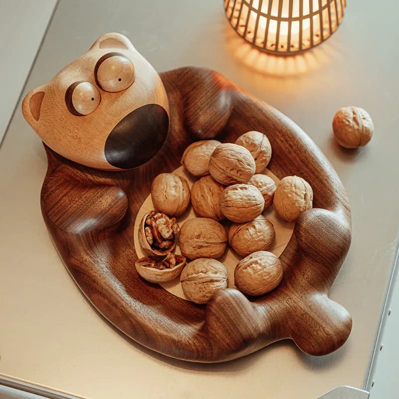 Walnut light luxury high-end fruit plate creative home storage box snack candy dried fruit plate