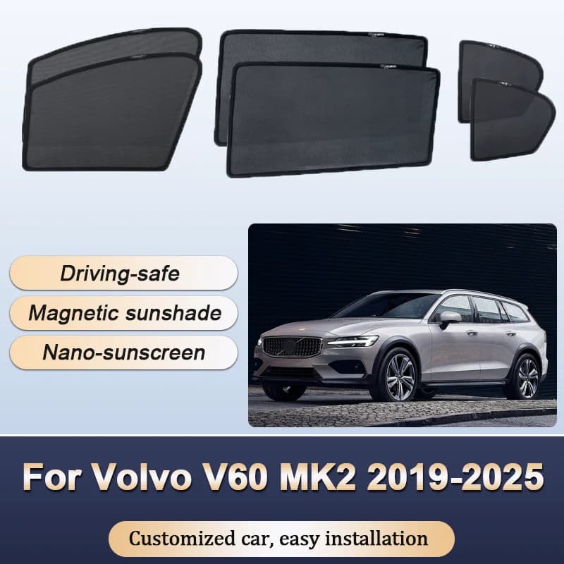 Sun Shades For Volvo V60 MK2 2019 2020 2021 2022-2025 Sunshades Magnetic Heat insulation Privacy Window Visor Car Accessories