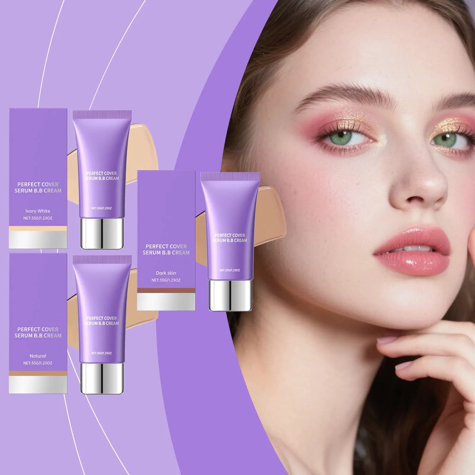 BB Cream Coprente per Imperfezioni e Occhiaie, Uniforma il Tono della Pelle, Idratante, Finitura Naturale, Correttore con Acido Ialuronico