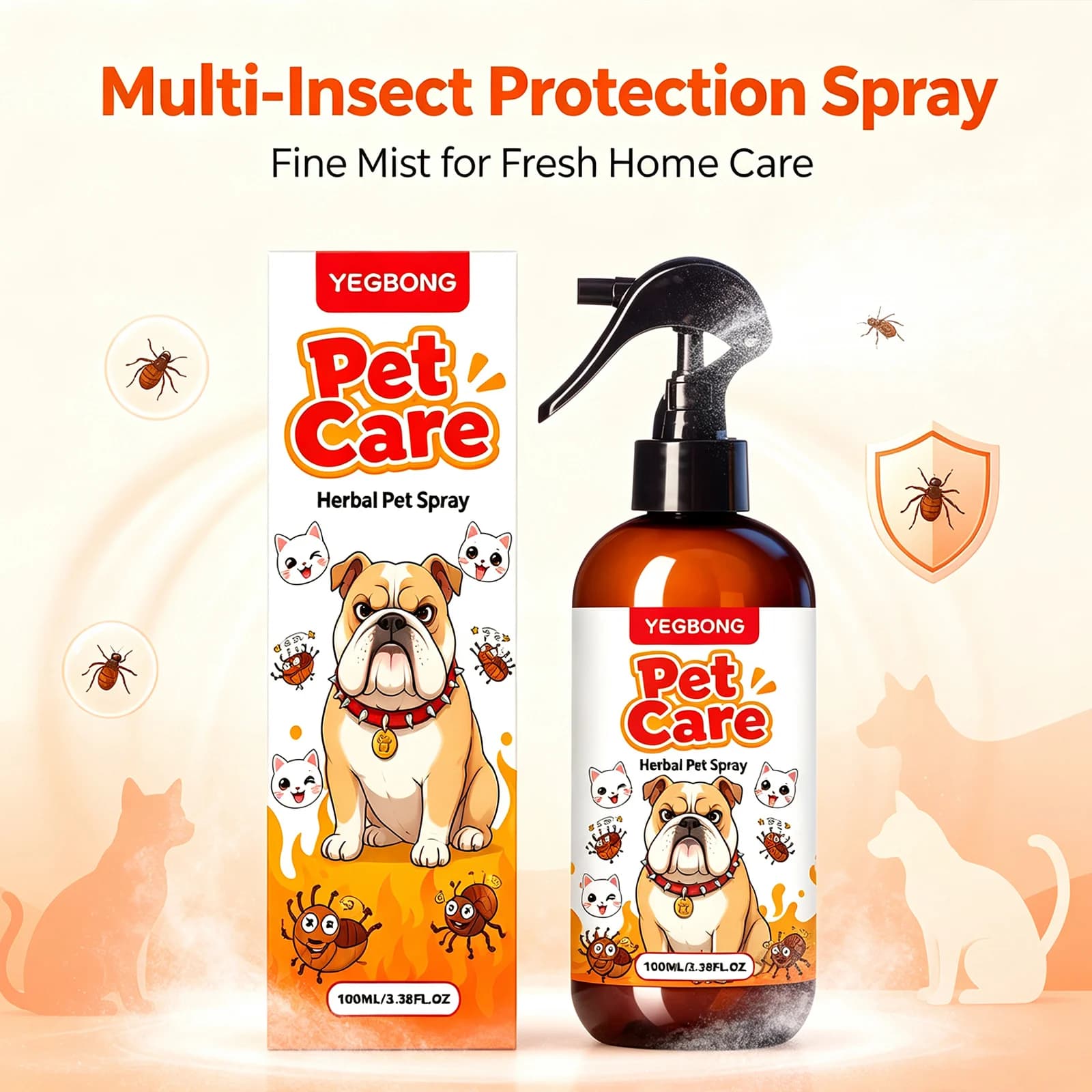 Herbal Pet Skin Care Spray Removing Fleas Ticks & Mites Relieve Skin Itching Moisturizing Refreshing Gentle Pet Repellent Spray