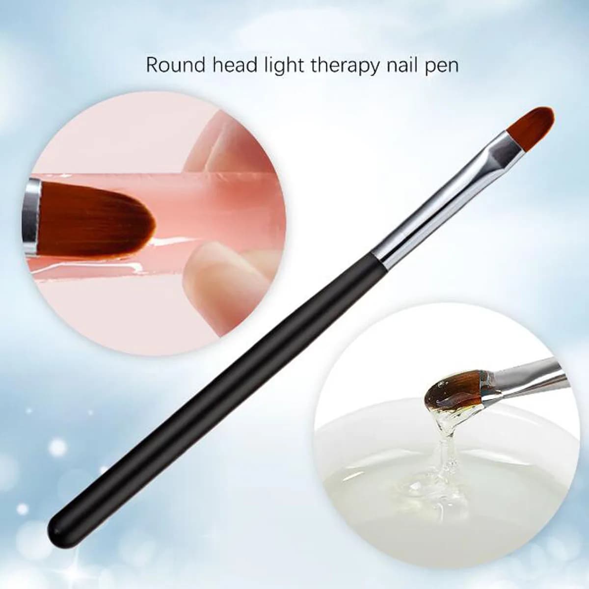 1Pc Testa rotonda Pennello per pittura per unghie Penna per fototerapia Gel UV acrilico Disegno Pennello per unghie Strumento Penna per unghie Accessori per manicure fai da te