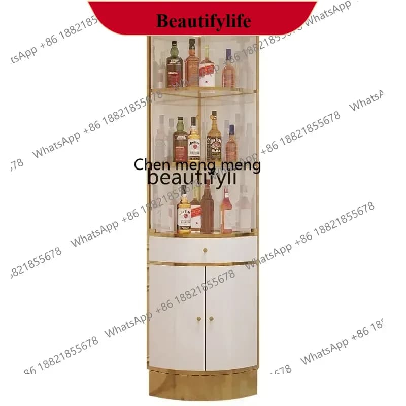 D178 yh Nuovo armadietto per vino in vetro triangolare di lusso leggero in acciaio inossidabile con cassetto girevole ad angolo per soggiorno Cabina per vino a forma di ventaglio