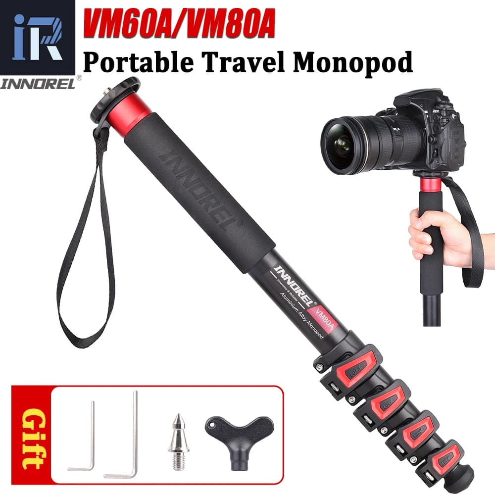 INNOREL VM60A/VM80A fotocamera monopiede supporto Video in lega di alluminio staffa da viaggio professionale per videocamera Canon Nikon GoPro DSLR