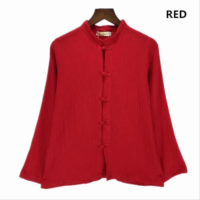 2026 Autunno donna camicetta di cotone e lino top stile cinese donne di marca manica lunga camicette da donna camisetas mujer blusas camisa